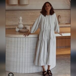 Dissh Noah Natural Linen Midi Dress